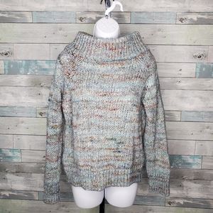 Moth Blue Brown Thick Knit Wide Neck Sweater XL
